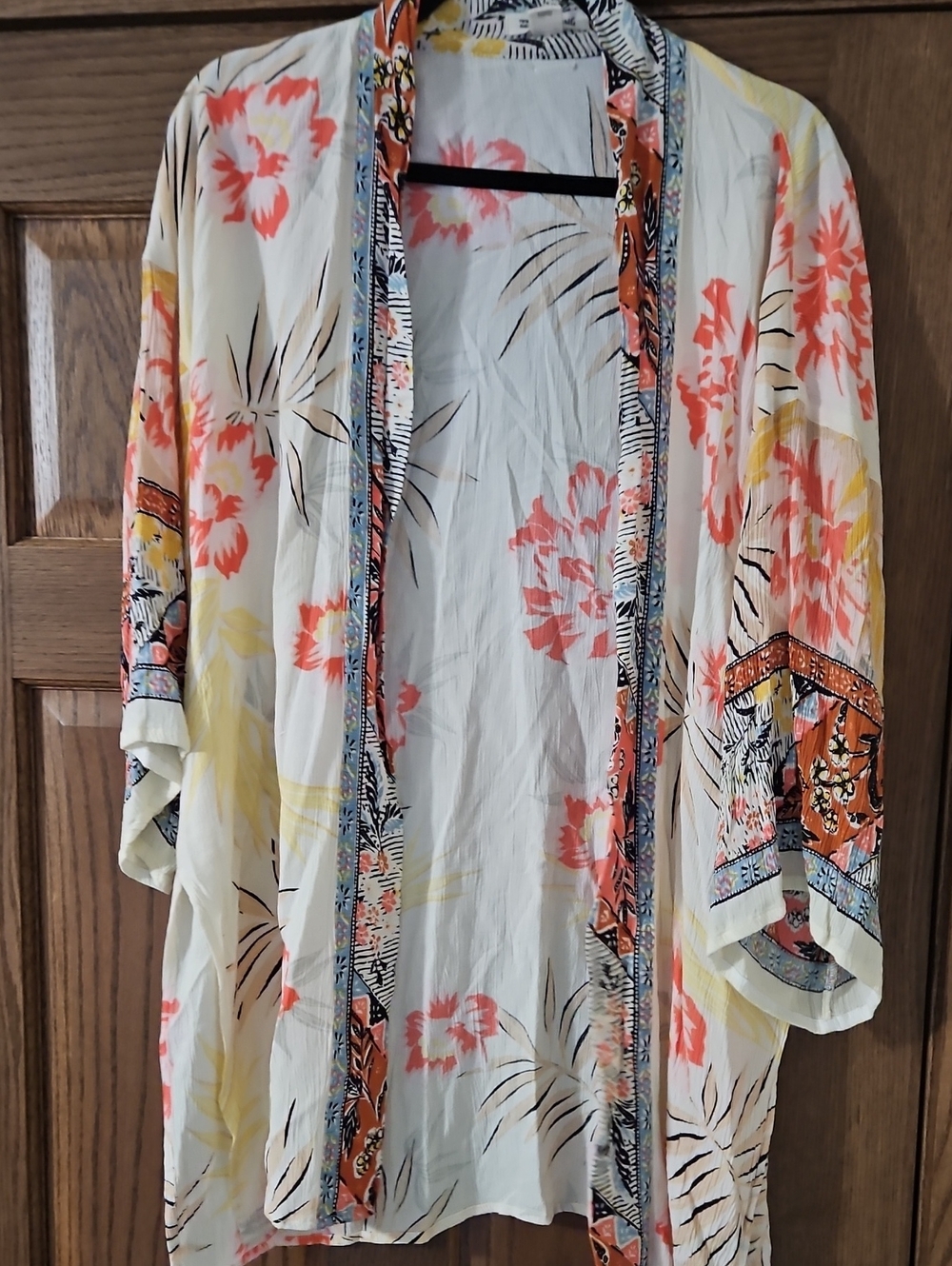 Billabong Floral Sheer Swim Coverup in Coral, Yellow & White